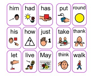 sight words with visual cues