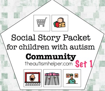 Preview of Visual Social Story Packet for Children with Autism: Community Set 1