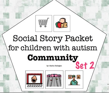 Preview of Visual Social Story Packet for Children with Autism: Community Set 2
