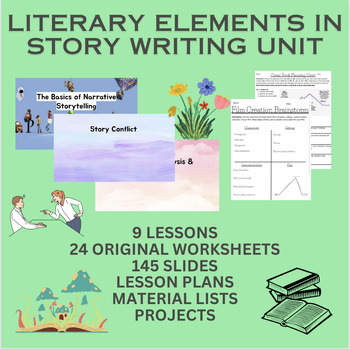 Preview of *Full Unit* Literary Elements in Story Writing (9 Lessons) - PDF + Google Drive