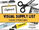 Visual Supply Cards/You will need...