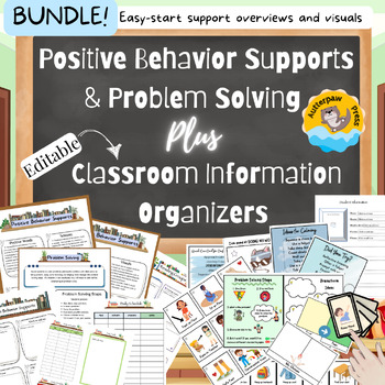 Preview of Visual Supports for Positive Behaviors & Problem Solving w/ Editable Organizers