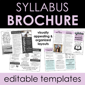 Preview of Visual Syllabus Brochure - Engaging Editable Templates - Colors & Grayscale