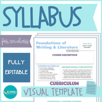 Preview of Visual Syllabus - EDITABLE (+ 3 free fonts!)