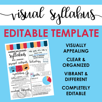 Preview of Visual Syllabus Editable Template -- Create your own -- VIBRANT THEME