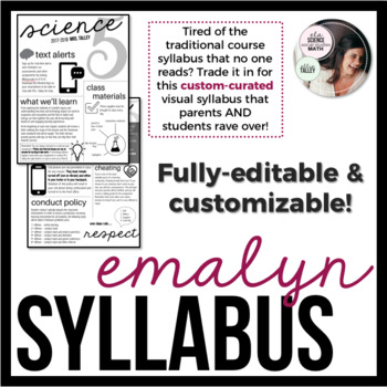 Preview of Editable Visual Syllabus Template Design 1 | Great for Back to School!