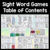 Visual Table of Contents--Editable Sight Word Games