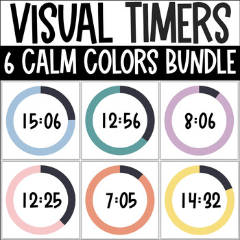 Preview of Visual Timers - 6 Calm Colors BUNDLE - Digital Classroom Countdown Tool