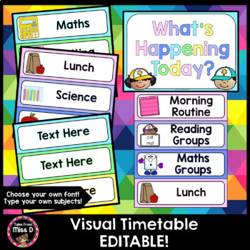 Preview of Visual Timetable Editable (Rainbow Pastel)