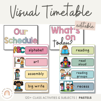 Visual Timetable | SIMPLE PASTELS | Editable Classroom Decor | TPT