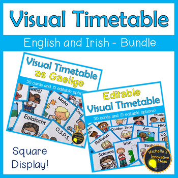 Preview of Visual Timetable Square - Gaeilge and English