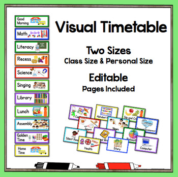 Preview of Visual Timetable Two Sizes - Editable