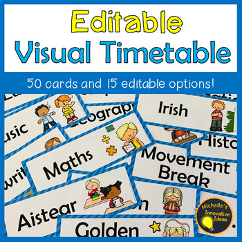 Preview of Visual Timetable with Editable Cards - Landscape