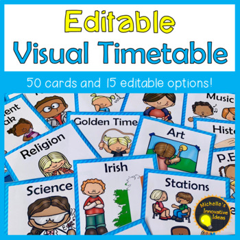 Preview of Visual Timetable with Editable Cards - Square