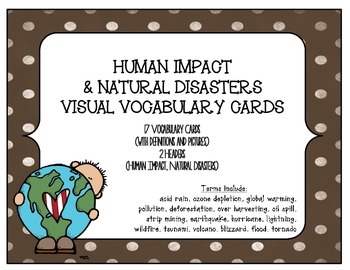 Preview of STEM Visual Vocabulary Cards - Human Impact and Natural Disasters