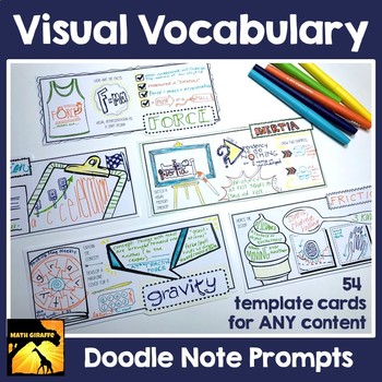 Preview of Visual Vocabulary Prompts: Doodle Notes | Review Card Templates