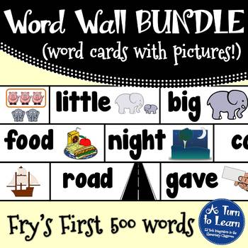 Preview of Visual Word Wall with Pictures: Complete BUNDLE of Fry's First 500 Words!