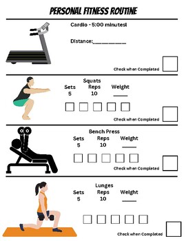Preview of Visual Workout Worksheet
