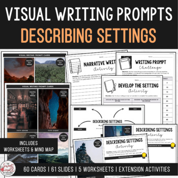 Preview of Visual Writing Prompts Practice Narrative Writing Describing Settings Themed