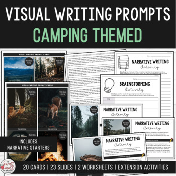 Preview of Visual Writing Prompts Practice Narrative Writing Camping Themed Mini Set