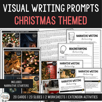 Preview of Visual Writing Prompts Practice Narrative Writing Christmas Themed Mini Set