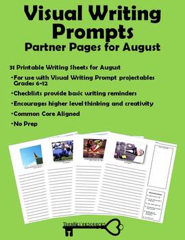 Preview of Visual Writing Prompts for August - Grades 6-12