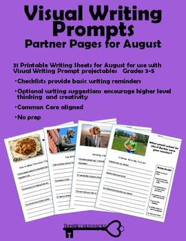 Preview of Visual Writing Prompts for August - Grades 3-5