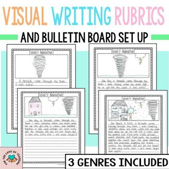 Preview of Visual Writing Rubrics | 3 Genres | Bulletin Board Set-Up