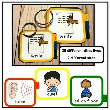 Portable Visual Cue Directives. Autism, Communication, Auditory. 2 Sizes.