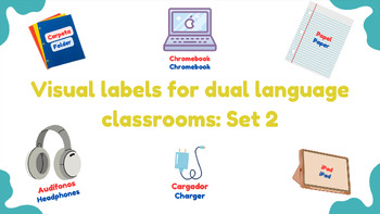 Preview of Visual labels for dual language classrooms: Set 2