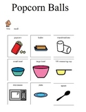 Visual recipe for Popcorn Balls for students with disabili