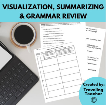 Preview of Visualization, Summarizing & Grammar Review: ELA Test Prep, Reading Skills