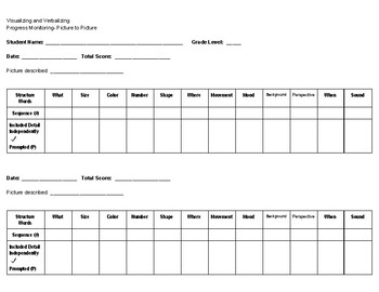 Preview of Visualizing and Verbalizing Progress Monitoring (Picture to Picture)