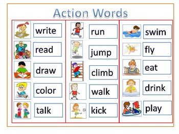 Action Words Chart With Pictures