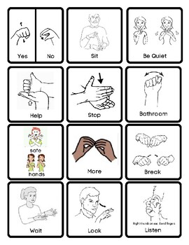Visuals (Picture Communication) & ASL Sign Language Guidance for Lanyard