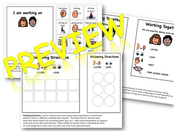 Preview of PUSH-IN Visuals:  for auditory processing, social skills, learning behaviors