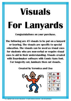 Preview of Visuals for Lanyard (special education, autism, Boardmaker)