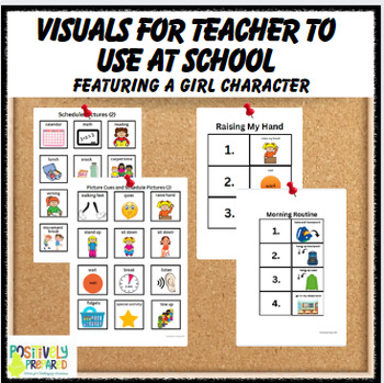 Preview of Visuals for Teacher to Use at School - featuring a girl character