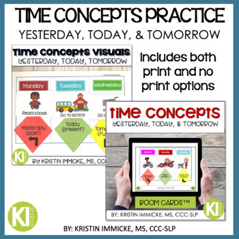 Preview of Time Concepts Yesterday, Today, Tomorrow Print & Boom Cards