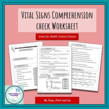 Preview of Vital Signs Worksheet - for health science students - digital and print included