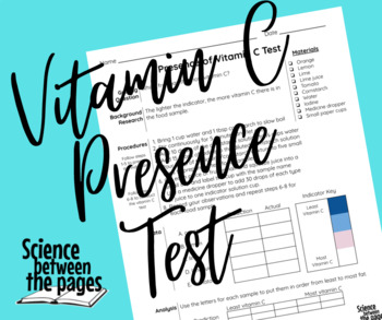 Preview of Vitamin C Presence Test Handout