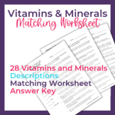 Vitamin and Mineral Worksheet