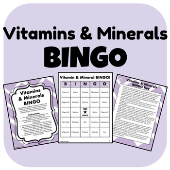 Preview of Vitamins and Minerals BINGO