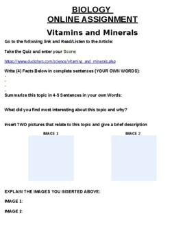 assignment on vitamins