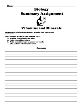 week 3 assignment vitamins and minerals and water...oh my
