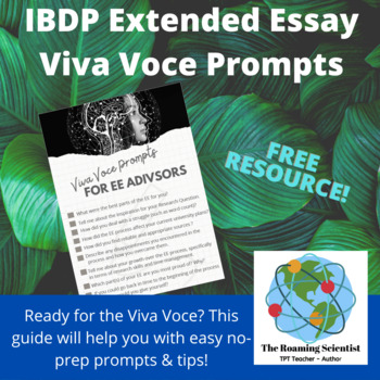 Preview of Viva Voce Prompts for Extended Essay Advisors