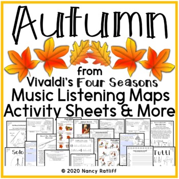 Preview of Vivaldi's Autumn Music Listening Activity Sheets and Maps Worksheets