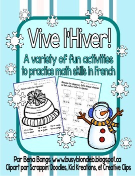 Preview of {Vive l'hiver!} Fun math activities for Immersion or Core French