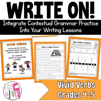 Preview of Vivid Verbs - Grammar In Context Writing Lessons for 4th / 5th Grade