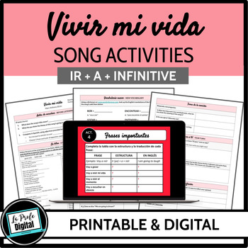 Preview of Ir a infinitive Song Activities for Spanish Class - Vivir mi vida